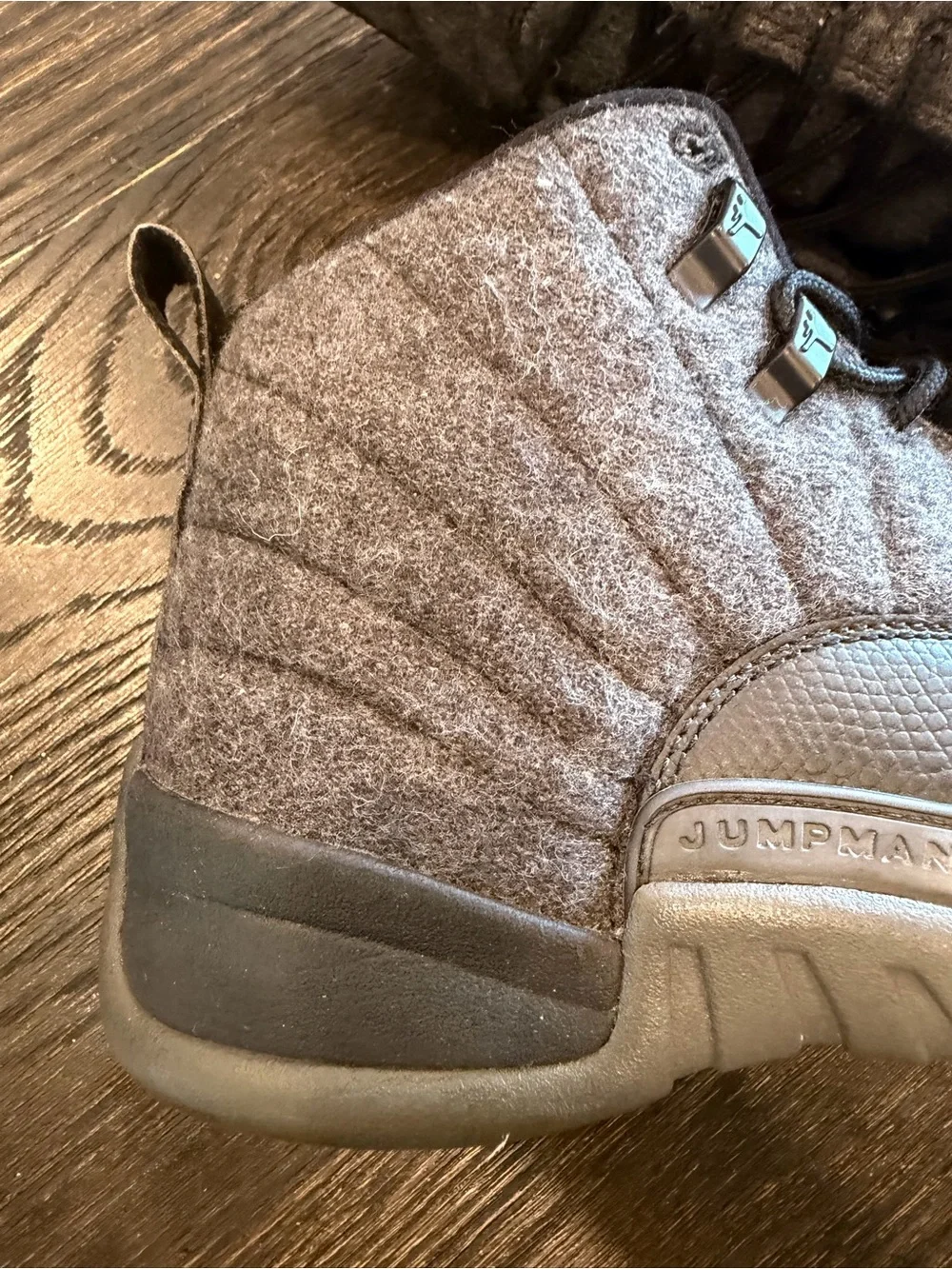 Air Jordan 12 Retro Wool BG Dark Grey Black Basketball Shoes size 9